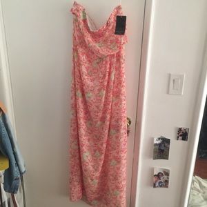 NWT Zara Floral Strapless Maxi Dress